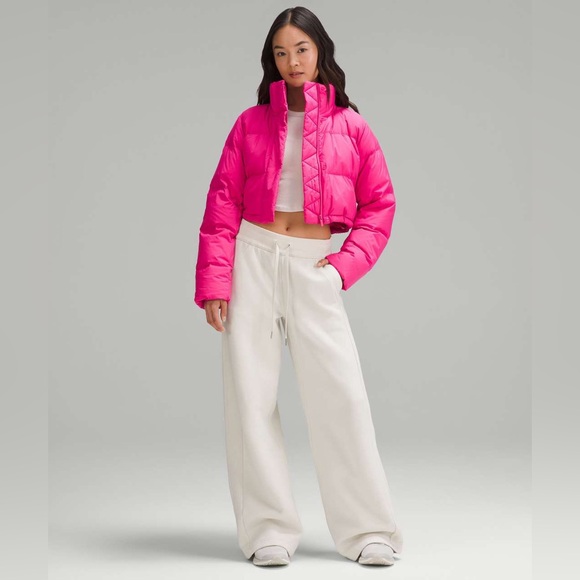 Lululemon💎NWOT💎Wunder Puff Super-Cropped Jacket Goose Down💎Sonic Pink💎Size 4 - Picture 2 of 15